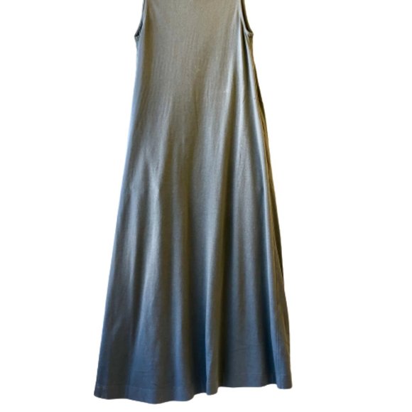 Zara Green T-shirt Tunic Sleeveless Swing Dress Knit Midi Pockets - Picture 9 of 16